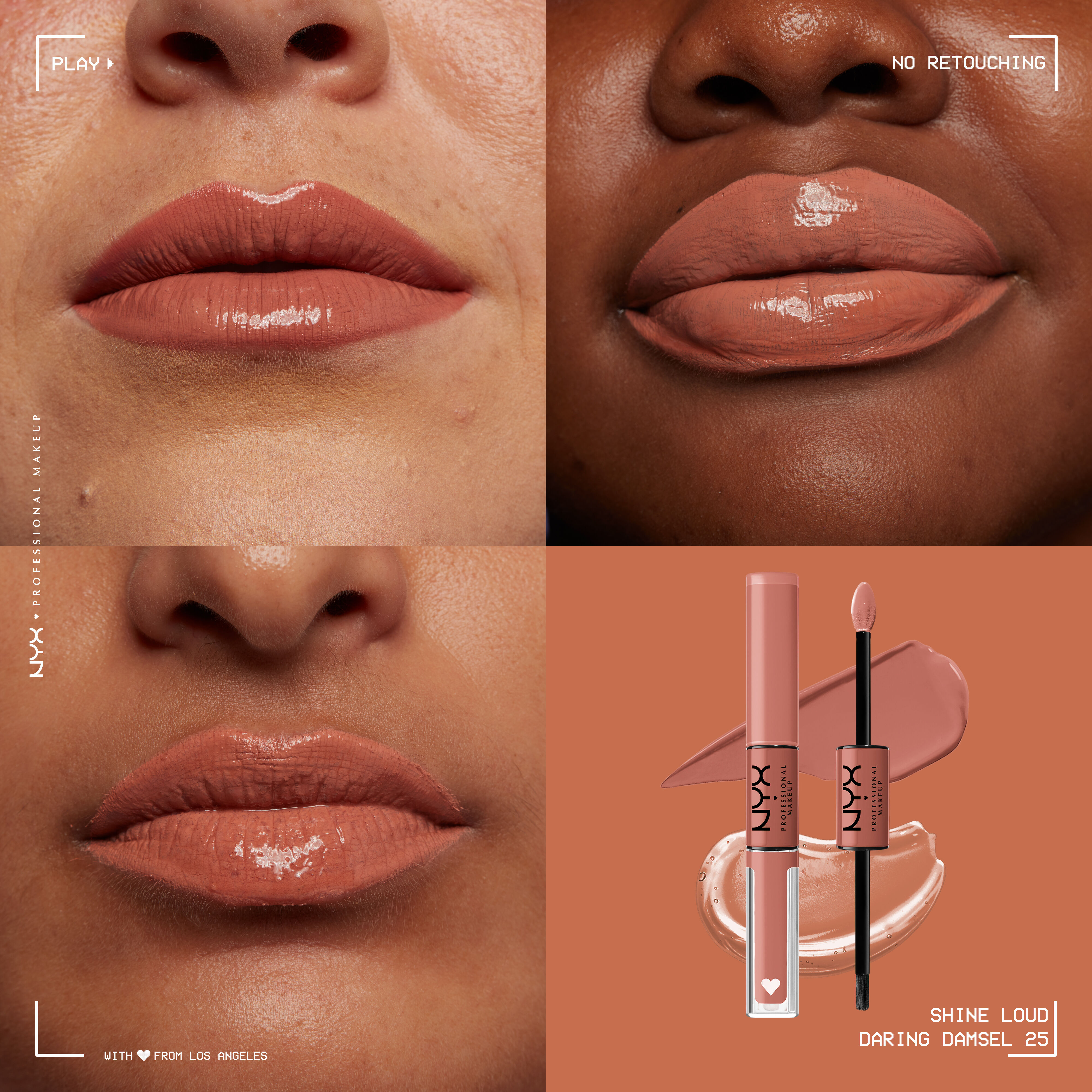 Shine Loud High Shine Lip Color on different skin tones
