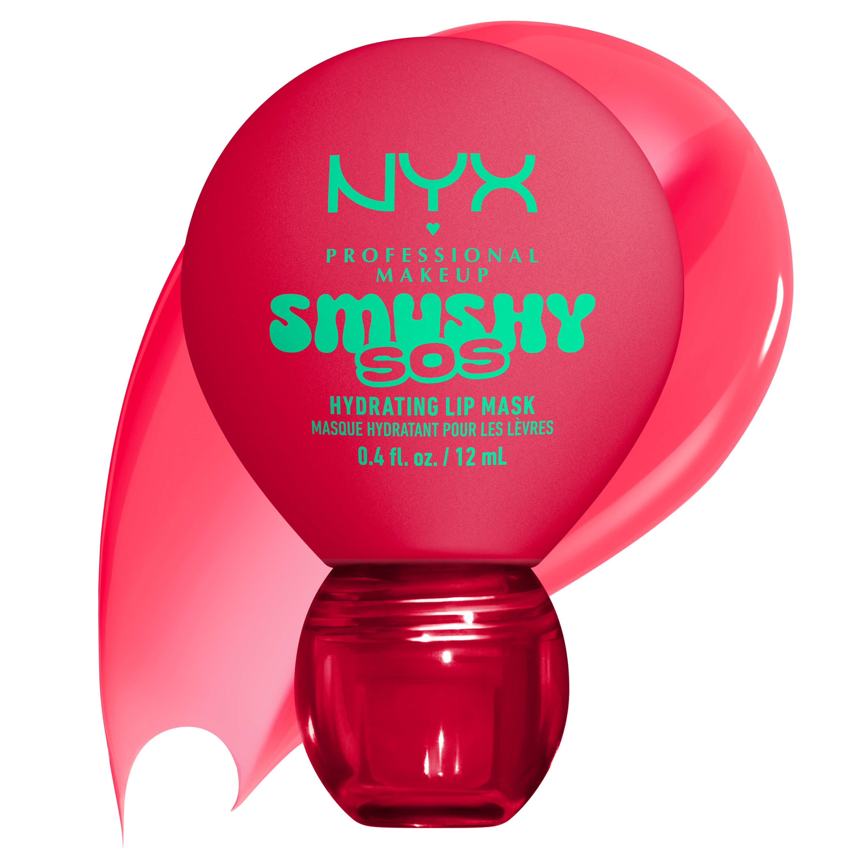 NYX Professional Makeup Smushy SOS Up to 12-Hour Hydrating Tinted Lip Treatment in Red-Y 2 Chill with glossy texture swatch