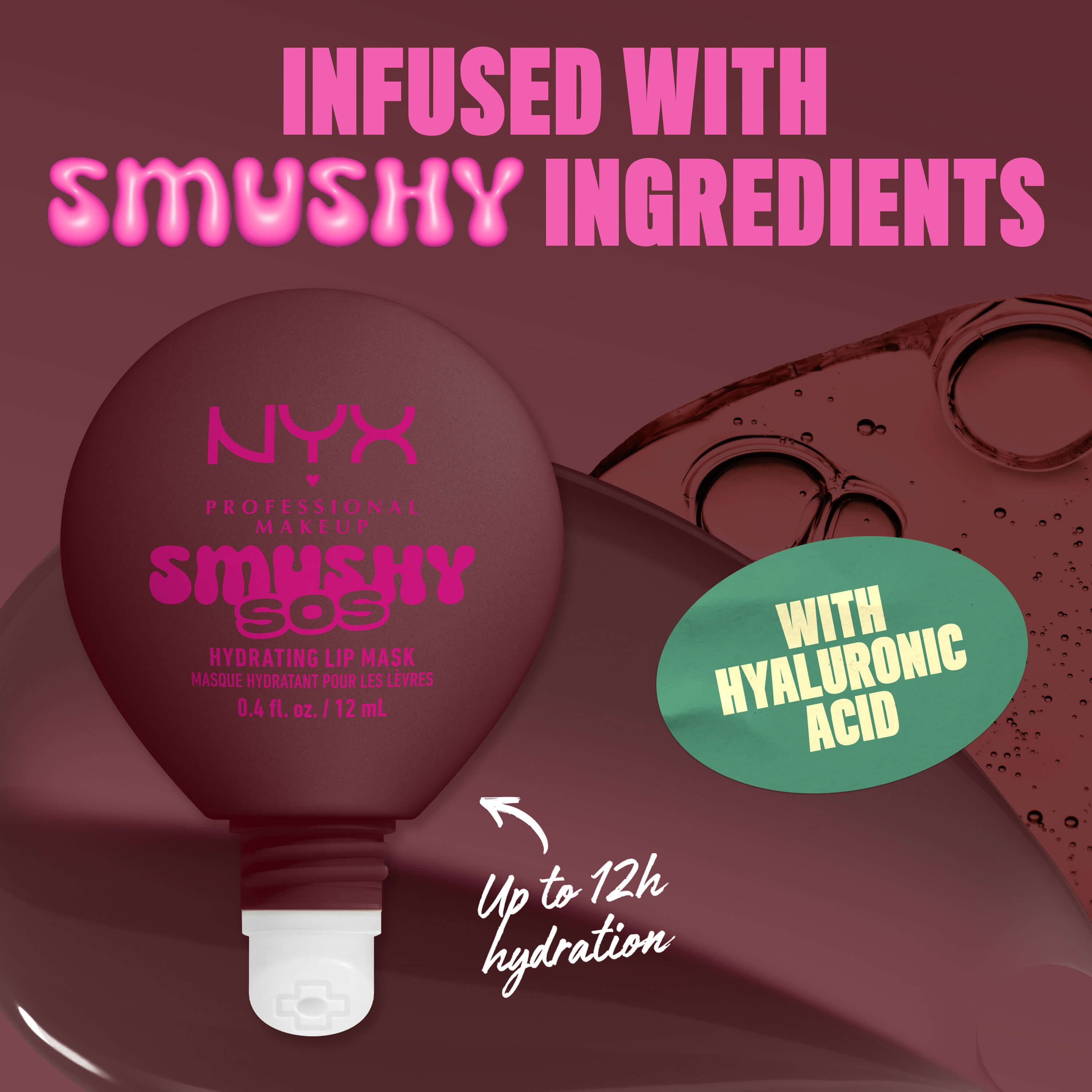 NYX Professional Makeup Smushy SOS hydrating lip mask in Coconut Calm with hyaluronic acid for up to 12-hour hydration