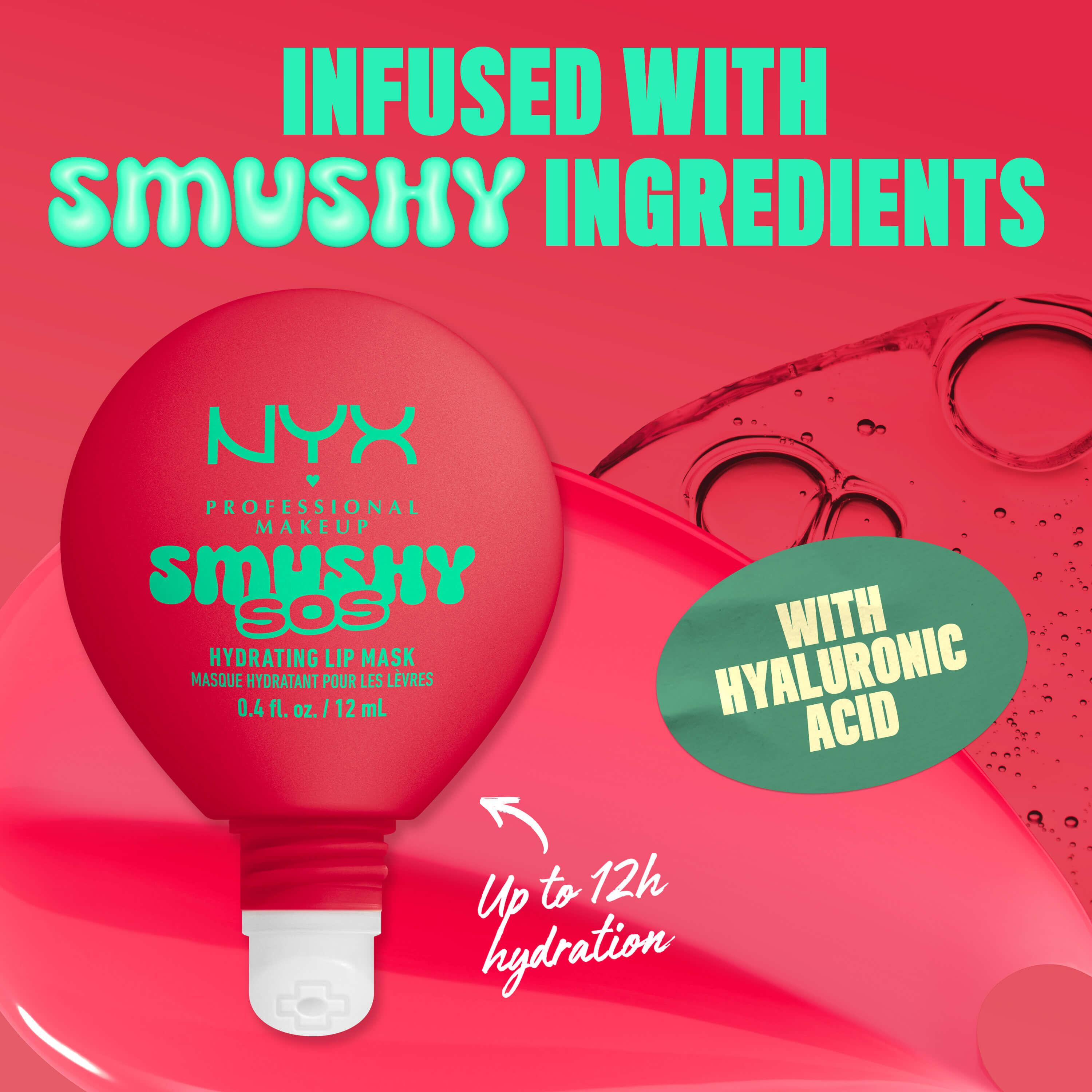 NYX Professional Makeup Smushy SOS hydrating lip mask in Red-Y 2 Chill with hyaluronic acid for up to 12-hour hydration