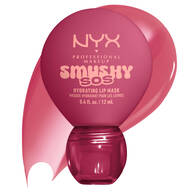 NYX Professional Makeup Smushy SOS Up to 12-Hour Hydrating Tinted Lip Treatment in Rose Recharge with glossy texture swatch