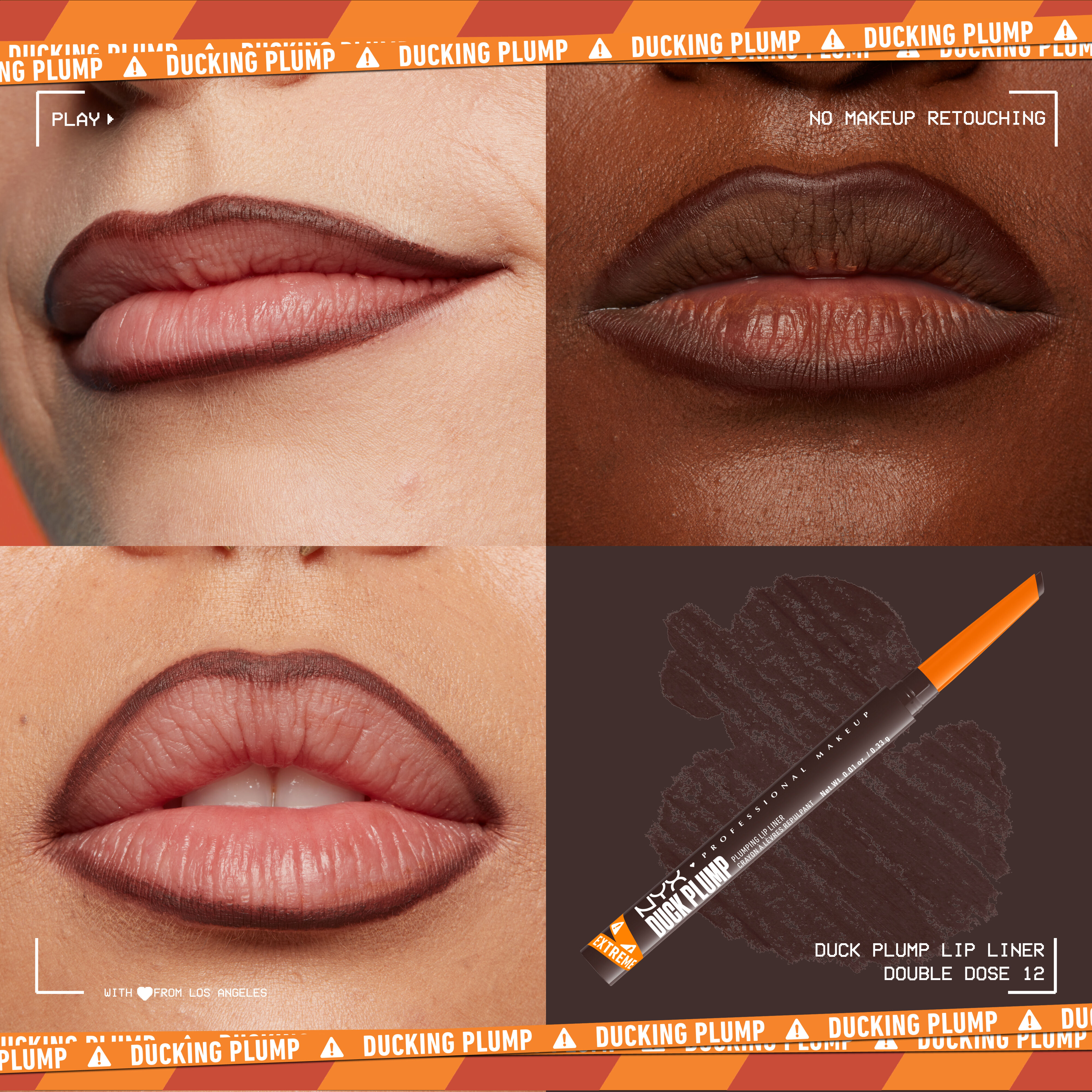 Duck Plump Plumping Lip Liner on lips of three different skin tones
