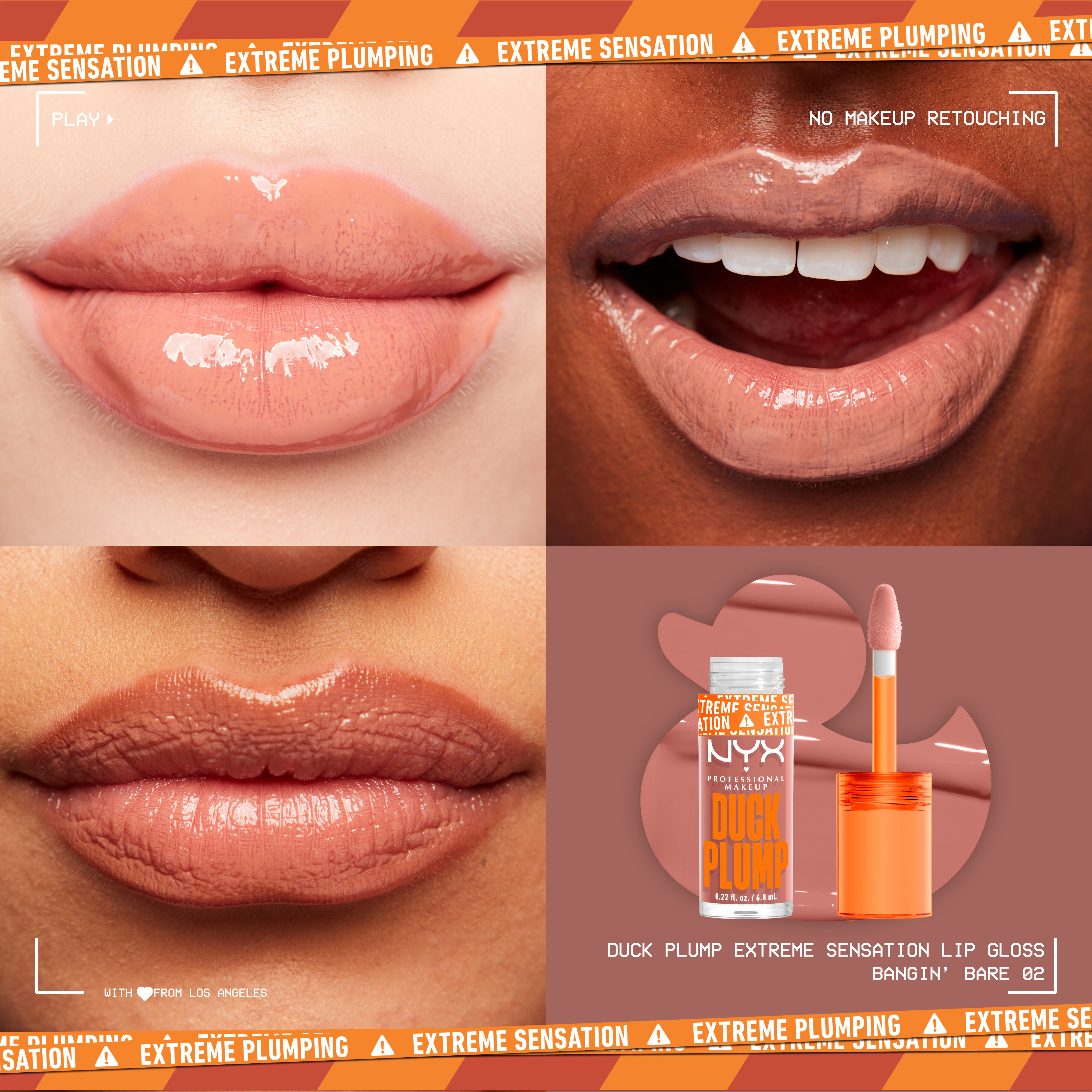 Duck Plump Lip Plumping Gloss on three different pairs of lips
