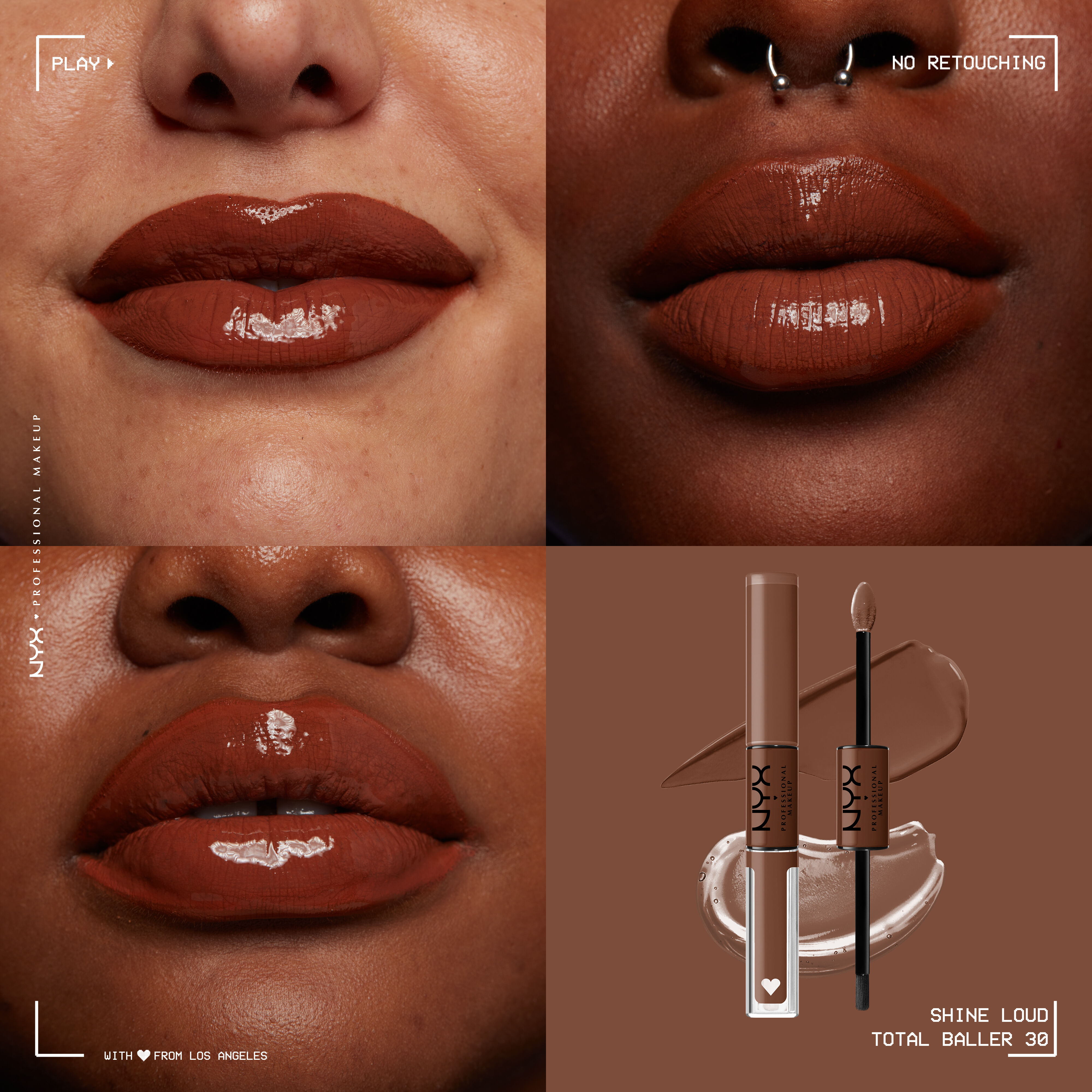 Shine Loud High Shine Lip Color on different skin tones