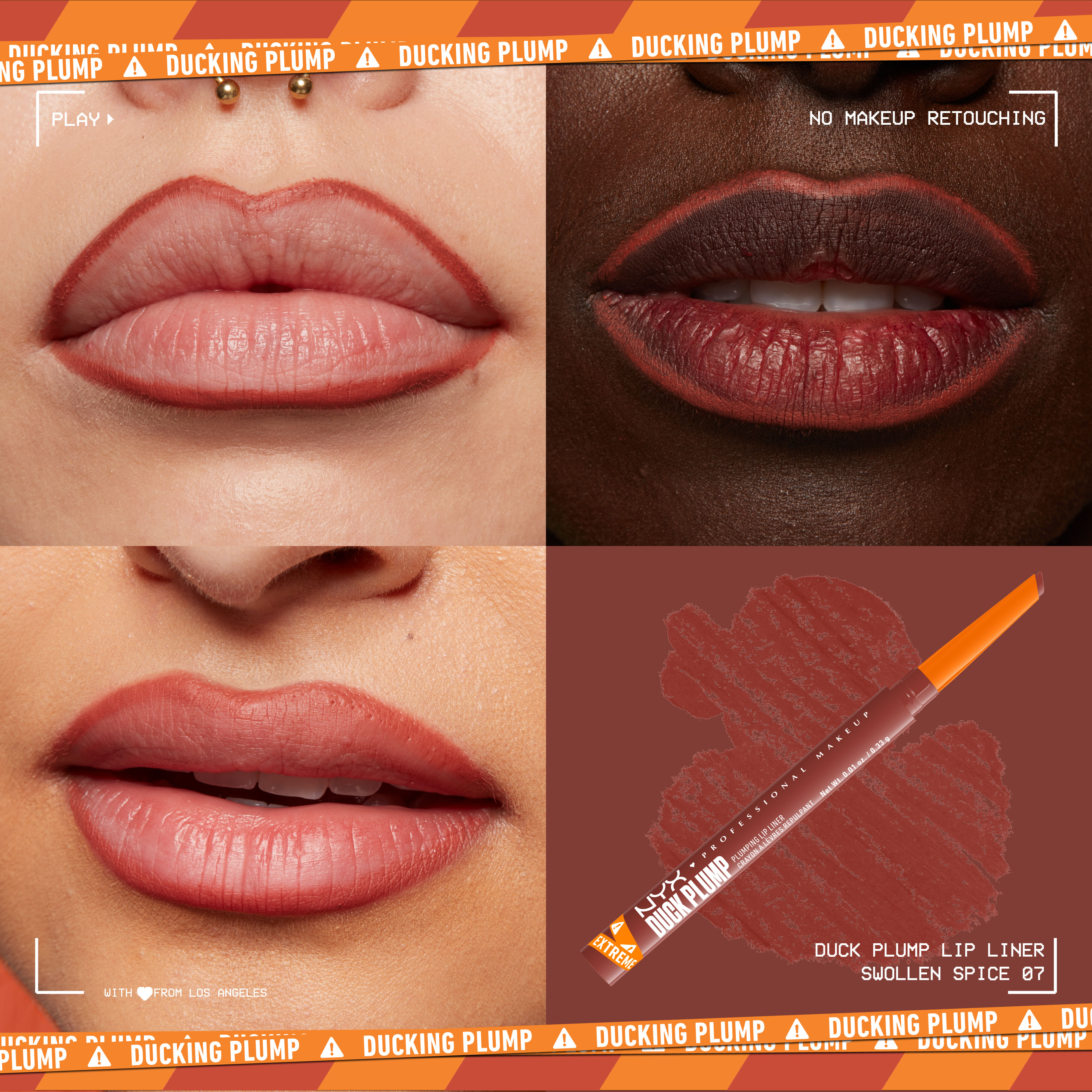 Duck Plump Plumping Lip Liner on lips of three different skin tones