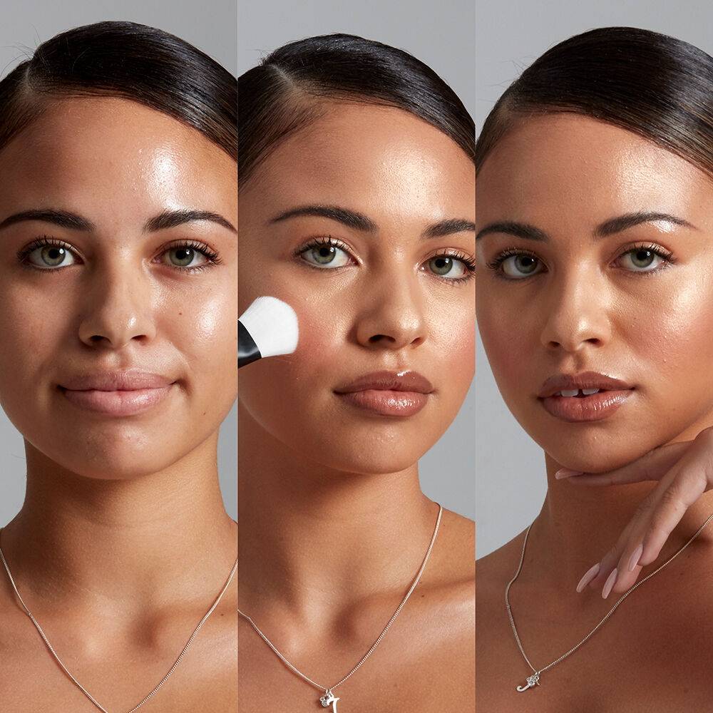 High glass illuminating powder before and after on model 2
