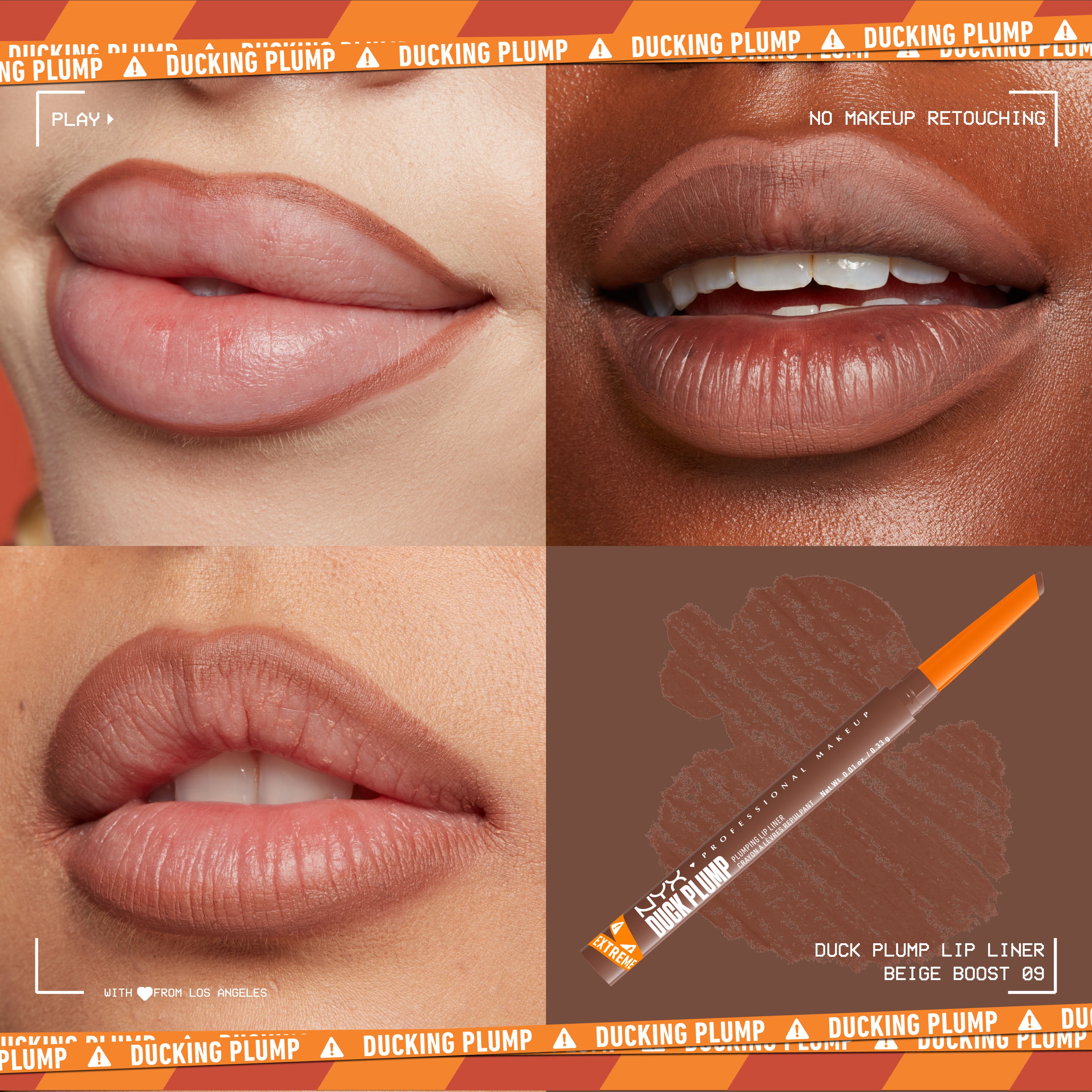 Duck Plump Plumping Lip Liner on lips of three different skin tones