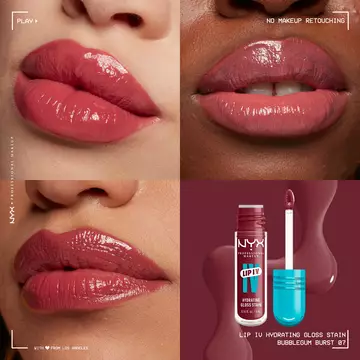 Lip I.V. Hydrating Lip Stain Gloss on three different skin tones