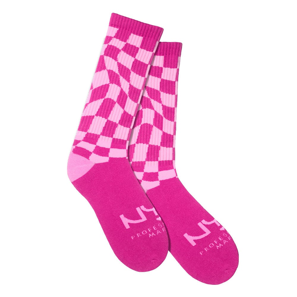 Soft n' Smushy Pink Checker Print Socks against a white background