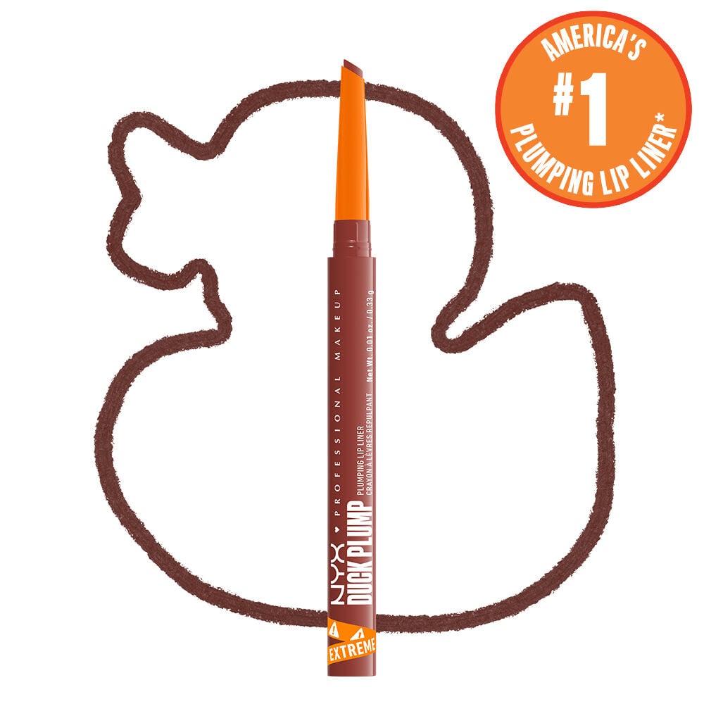 Duck Plump Plumping Lip Liner on white background with outline of cartoon duck