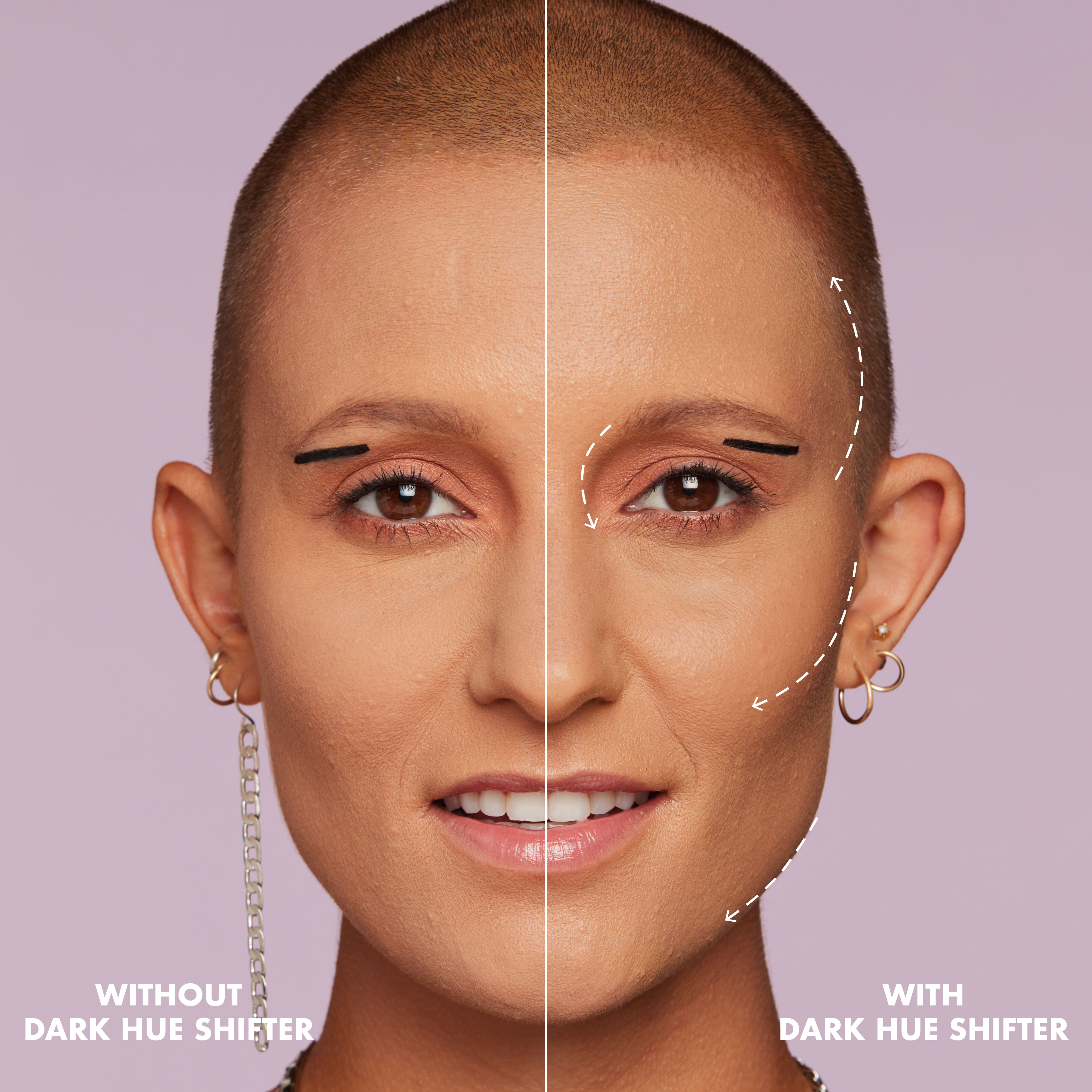 Foundation Hue Shifter before and after
