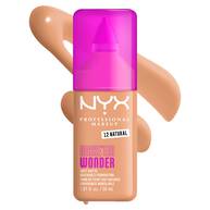 NYX Make ’Em Wonder Soft Matte Foundation in shade 12 Natural with product name text overlay.