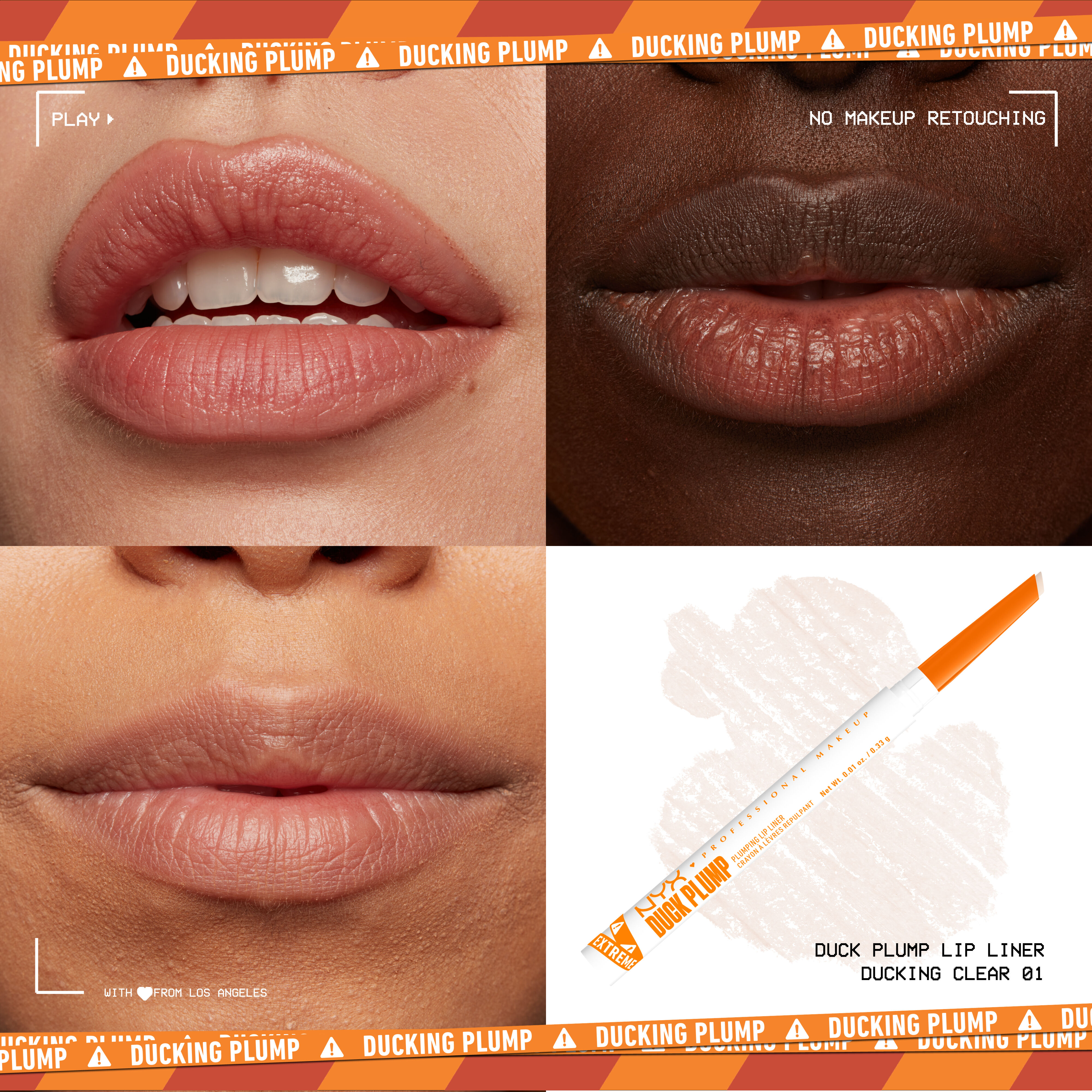 Duck Plump Plumping Lip Liner on lips of three different skin tones
