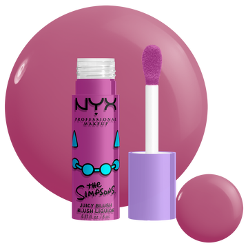NYX Professional Makeup The Simpsons Fat Blush packshot with blush swatch and product packaging on a white background in shade 02 Lavender Sass