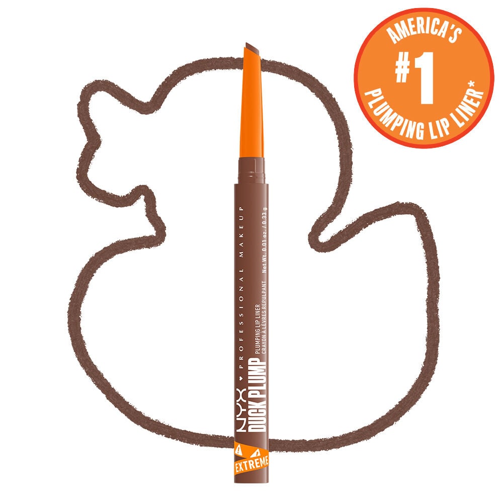 Duck Plump Plumping Lip Liner on white background with outline of cartoon duck