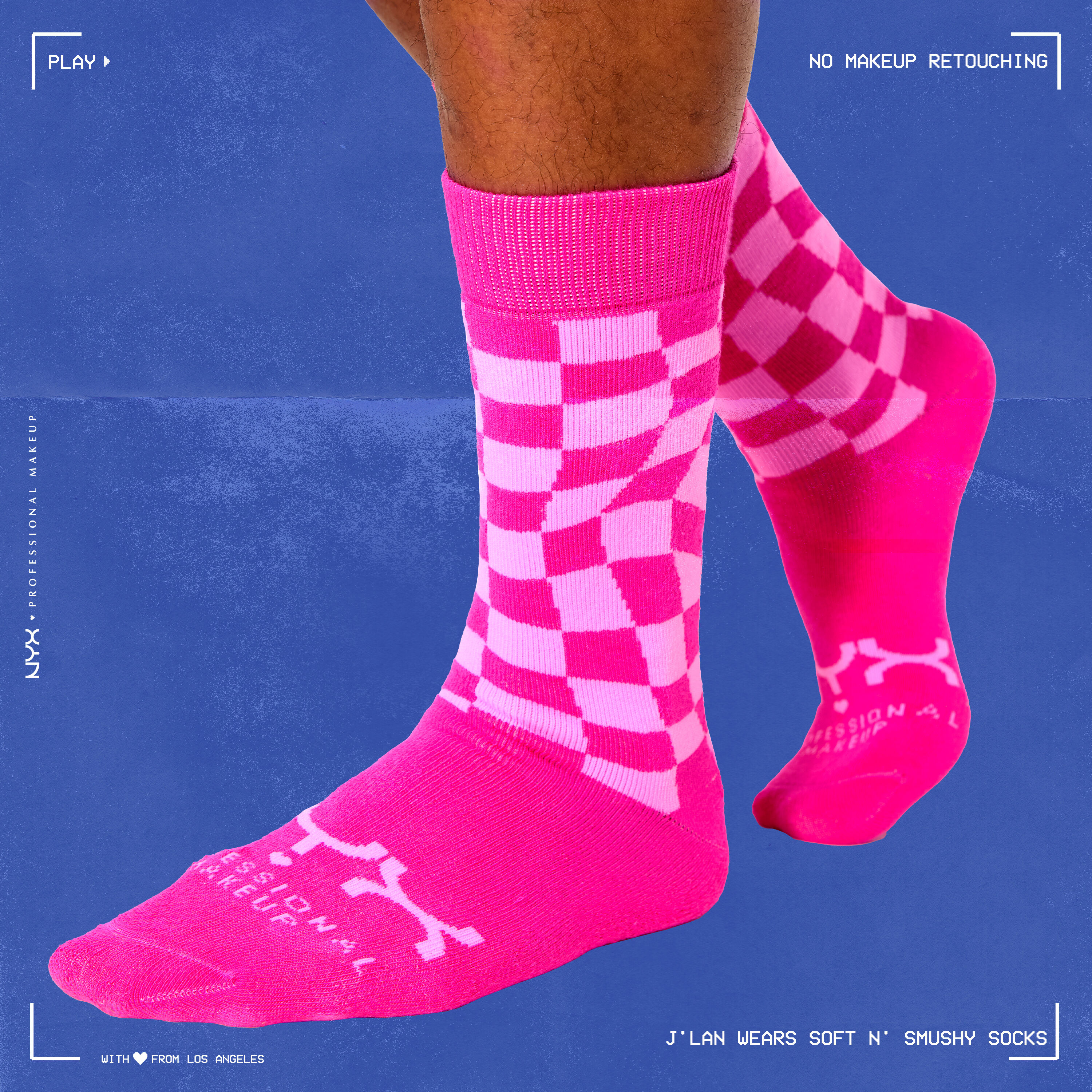 SOFT N' SMUSHY PINK CHECKERED SOCKS