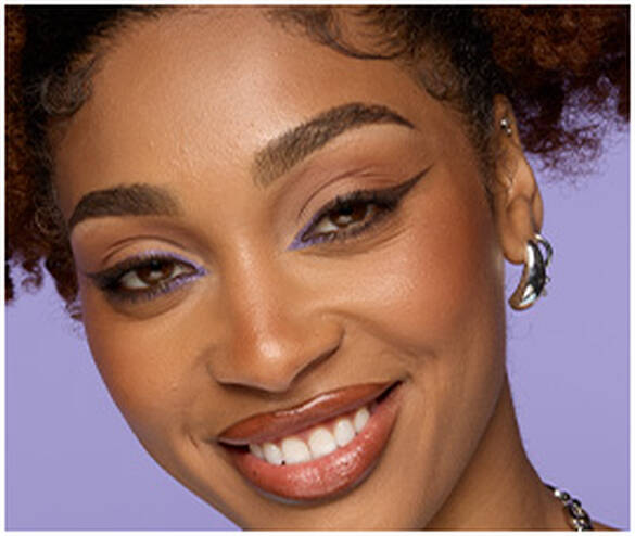 Split image showing steps of using The Face Unglue Makeup Remover Cleansing Balm. 01 BEFORE