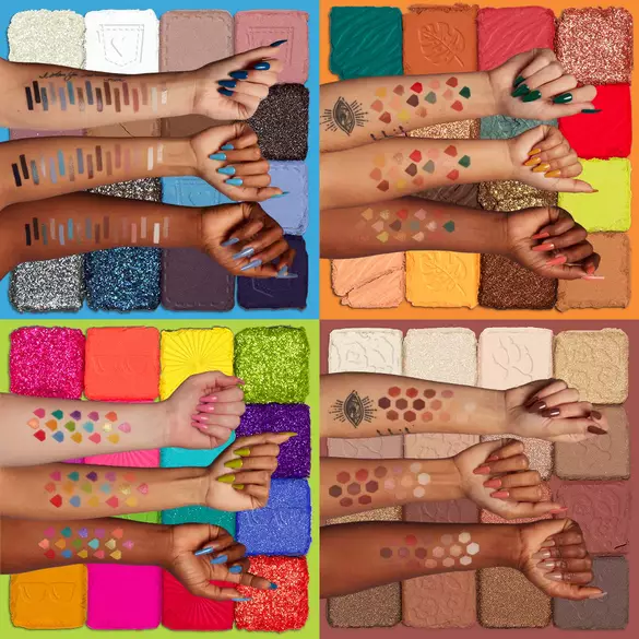 Ultimate shadow Palette shades shown as swatches on arms