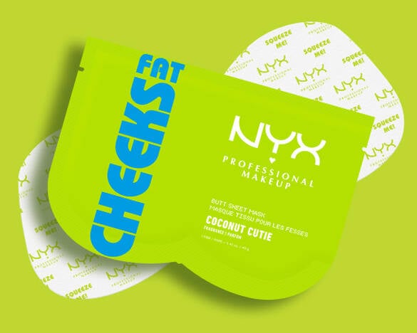 Producf shot of Fat Cheeks Butt Mask against lime green background as step 1 of routine.