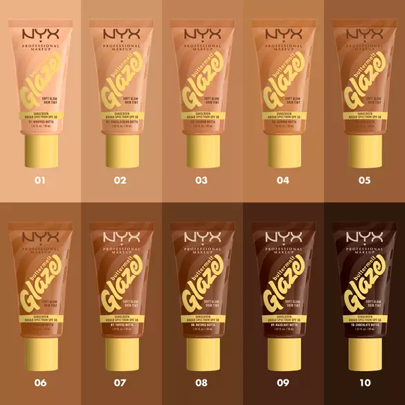 before and after images of Buttermelt Glaze Skin Tint with SPF