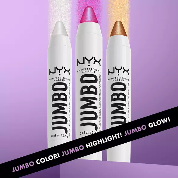 Three Jumbo Highlighter Sticks on a purple background