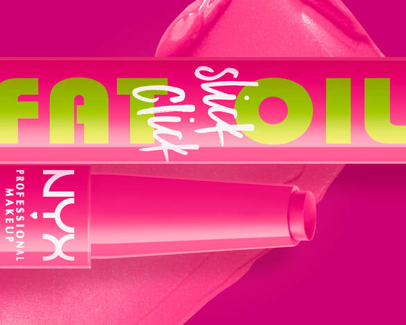 NYX Professional Makeup Fat Oil Slick Click on a pink background matching the product swatch color.