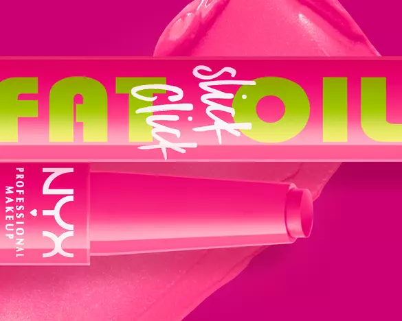 NYX Professional Makeup Fat Oil Slick Click on a pink background matching the product swatch color.