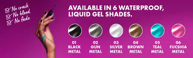  Epic Wear Liquid Liner new metallic shade round up next to hand holding liner wand