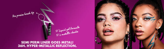 Models wearing some 36 hrs Longwear Semi-Perm Epic Wear Liquid Liner Metallic shades