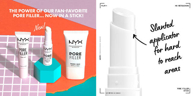 Close-up of Pore Filler Targeted Stick showing slanted applicator
