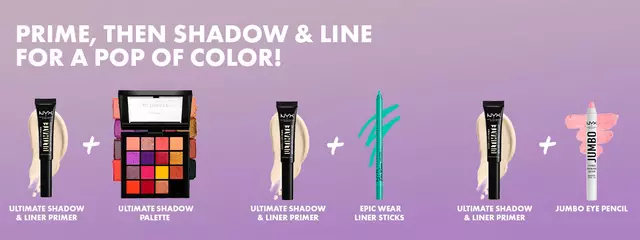 Examples of Ultimate Shadow & Liner Primer Makeup combos with other eye makeup
