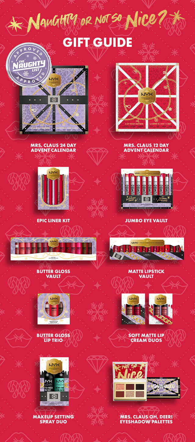 NYX Professional Makeup's The Naughty Or Not So Nice Gift Guide product round up