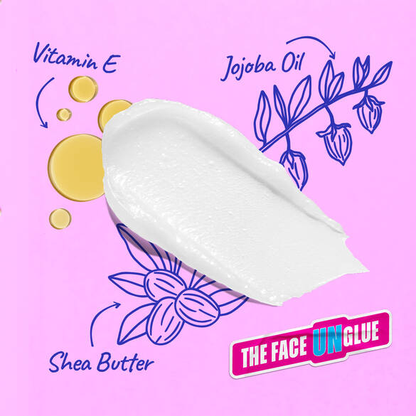 The Face Unglue Makeup Remover Cleansing Balm is infused with Vitamin E, Jojoba Oil, and Shea Butter.