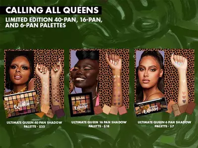 Ultimate Queen Collection round-up of limited edition palettes against green background