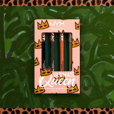 Ultimate Queen Epic Wear Stick Set against green background and leopard print border