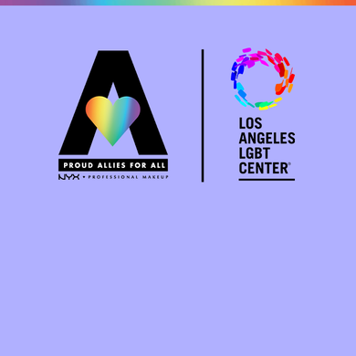 Logos from the collaboration between NYX Proud Allies For All and the Lost Angeles LGBT Center