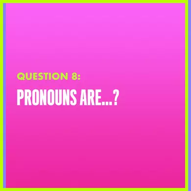 Question 8: PRONOUNS ARE..?