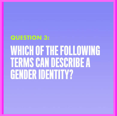 Question 3: WHICH OF THE FOLLOWING TERMS CAN DESCRIBE A GENDER IDENTITY?