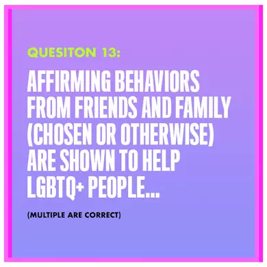 Question 13: HOW CAN YOU CREATE AN LGBTQ+ AFFIRMING ENVIRONMENT?