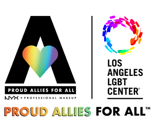 "Proud Allies for All" logo featuring a rainbow heart and circular design with the text "Proud Allies" in gradient rainbow colors.