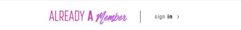 "Already a member - Sign in" in purple and pink gradient text