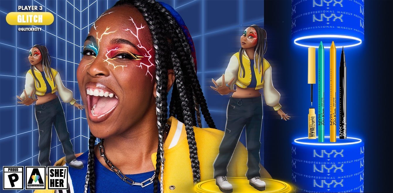 NYX Pride - Glitch's makeup look